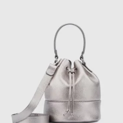 Handbags-Aquatalia Bari Bucket Platinum