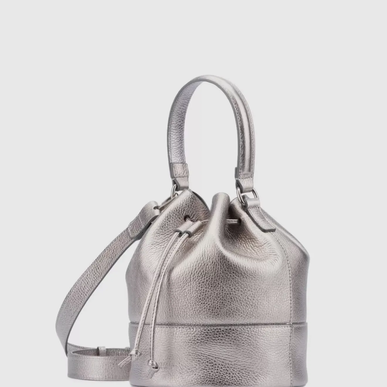 Handbags-Aquatalia Bari Bucket Platinum