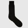 Socks-Aquatalia Contrast Knit Blend Men's Sock Black/Grey