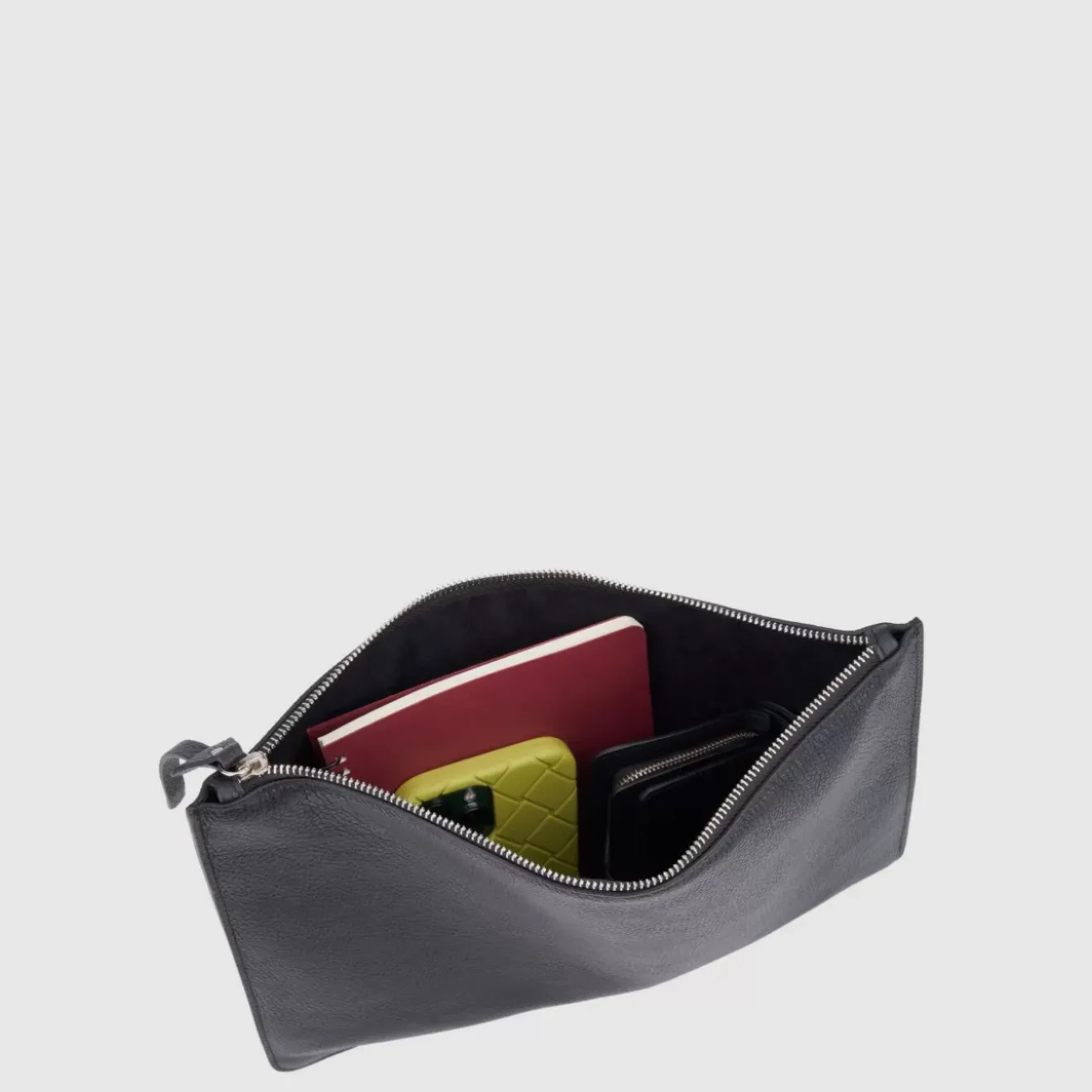 Handbags-Aquatalia Large Zip Pouch Black