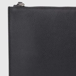 Handbags-Aquatalia Large Zip Pouch Black