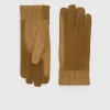 Gloves-Aquatalia Leather Cuff Glove Camel