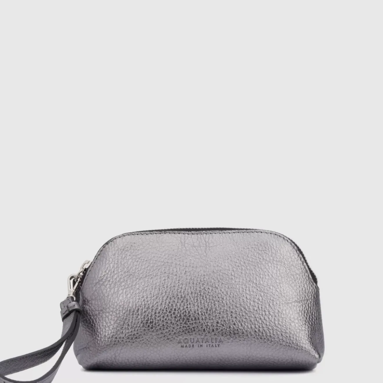 Handbags-Aquatalia Medium Zip Wristlet Silver