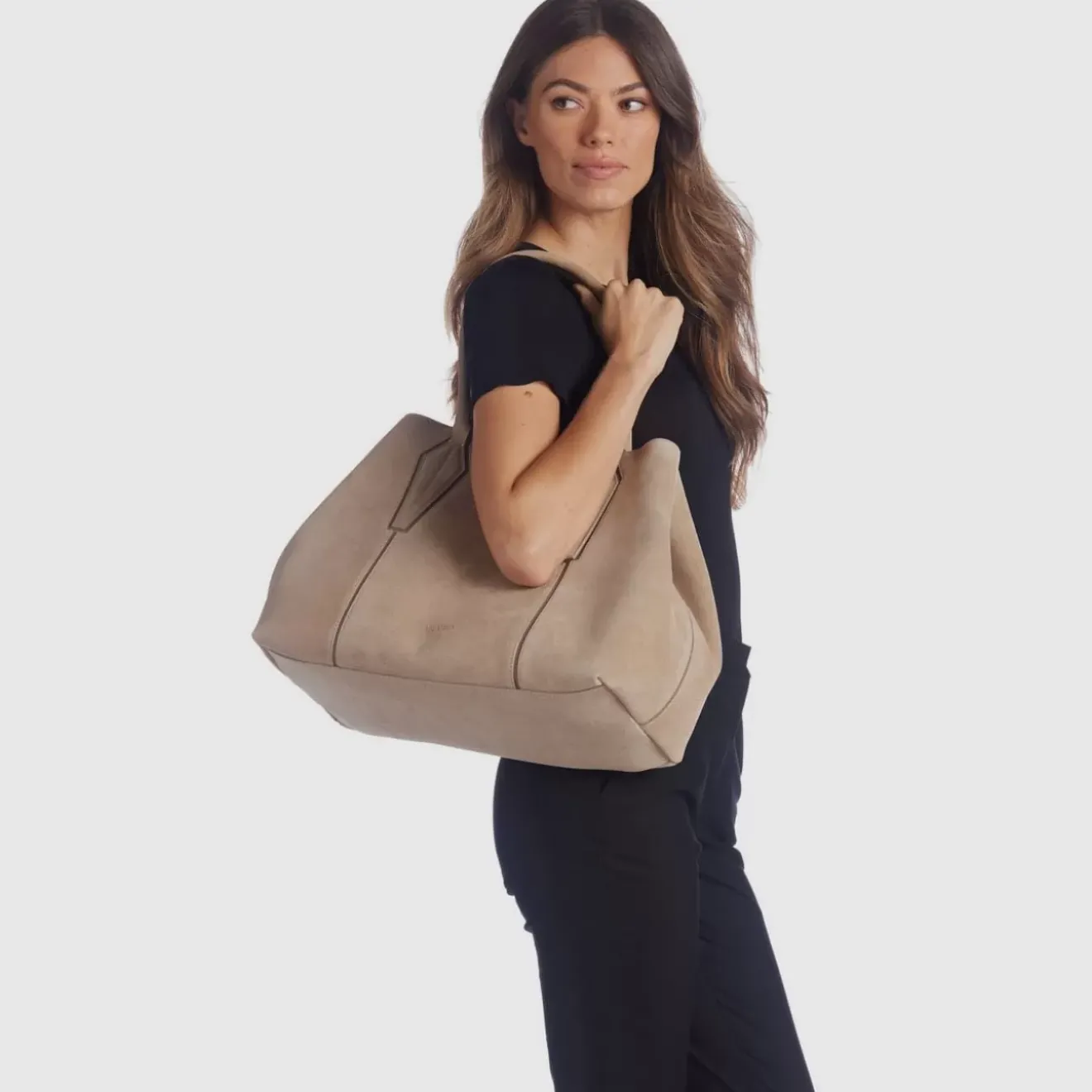 Handbags-Aquatalia Parma Carryall Light Taupe