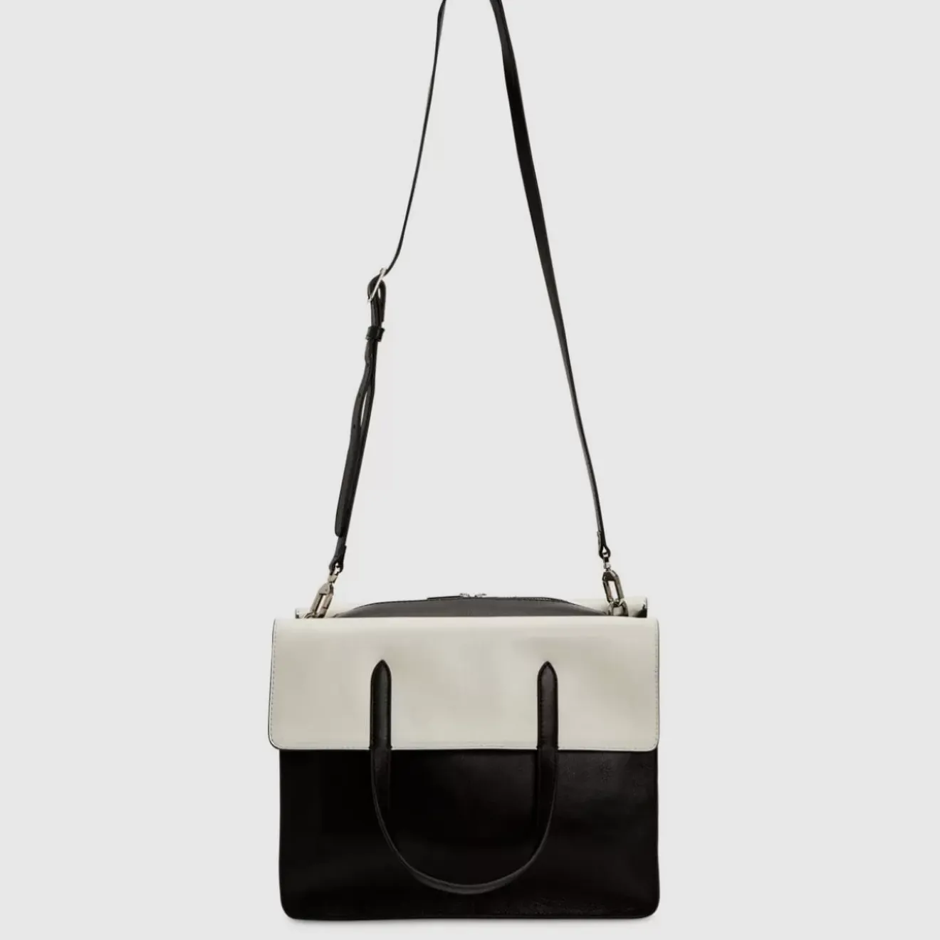 Handbags-Aquatalia Petra Tote Black/Off White