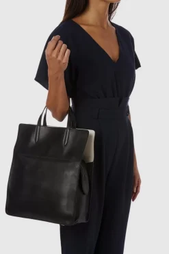 Handbags-Aquatalia Petra Tote Black/Off White