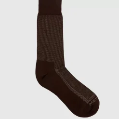 Socks-Aquatalia Pindot Knit Blend Men's Sock Brown/Khaki