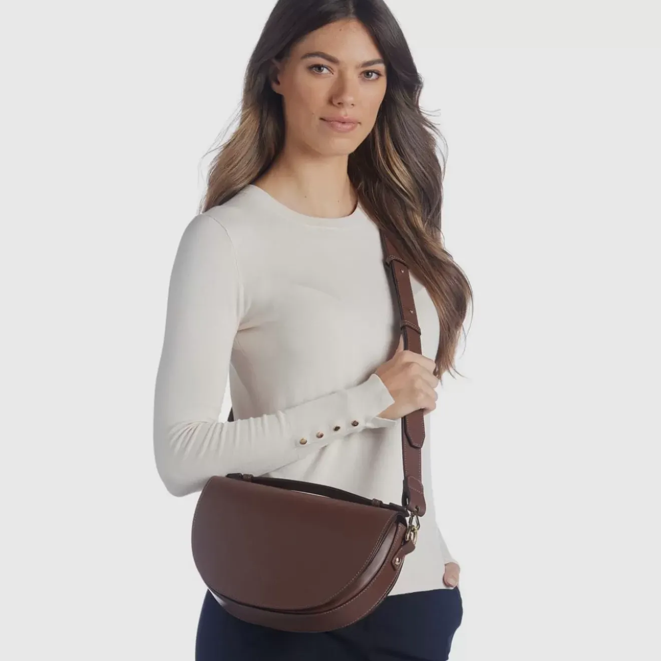Handbags-Aquatalia Siena Crossbody Cognac